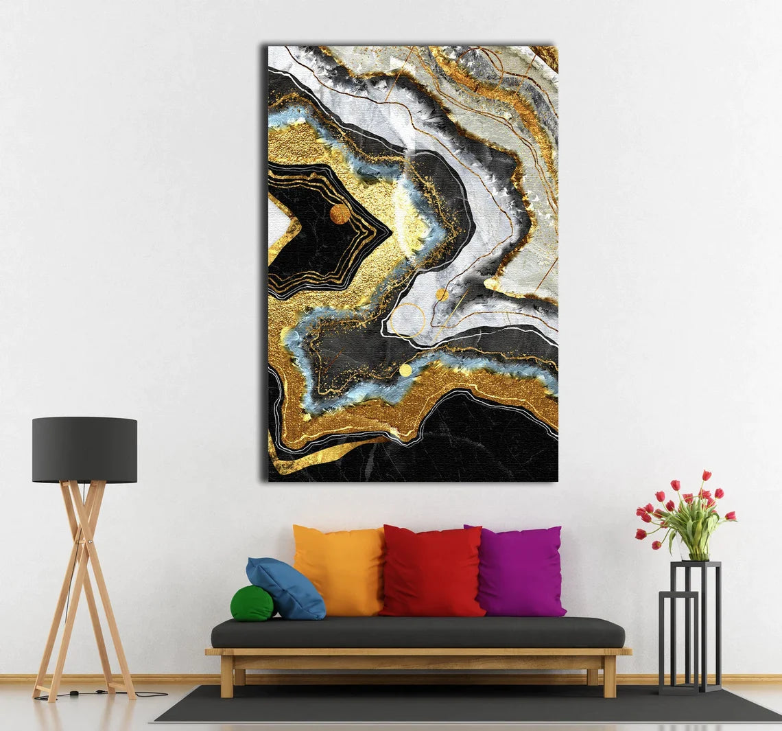 White Gold Abstract UV Direct Aluminum Print Australian Made Quality