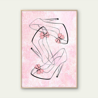 High Heel Shoe Sketch Pink Fashion Home Decor Premium Quality Poster Print Choose Your Sizes - Bella Home Decor