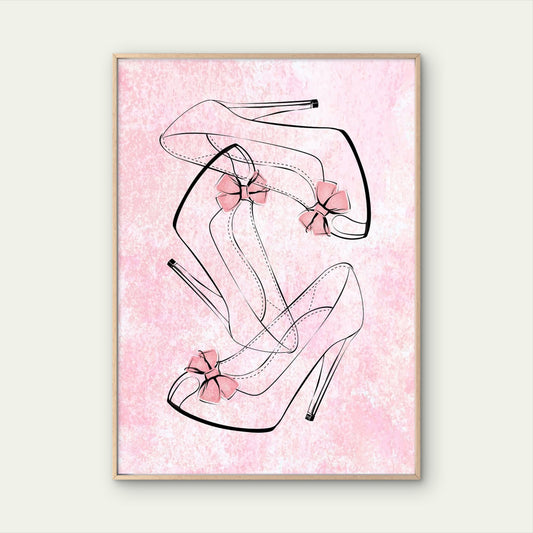 High Heel Shoe Sketch Pink Fashion Home Decor Premium Quality Poster Print Choose Your Sizes - Bella Home Decor