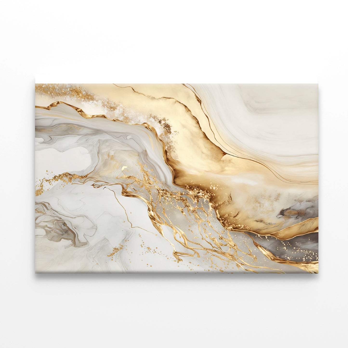 Natural White and Gold Marble Texture Print 100% Australian Made