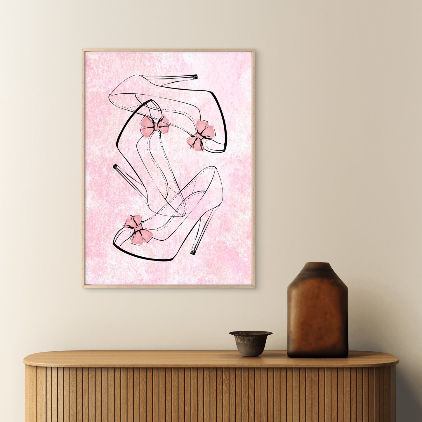 High Heel Shoe Sketch Pink Fashion Home Decor Premium Quality Poster Print Choose Your Sizes - Bella Home Decor