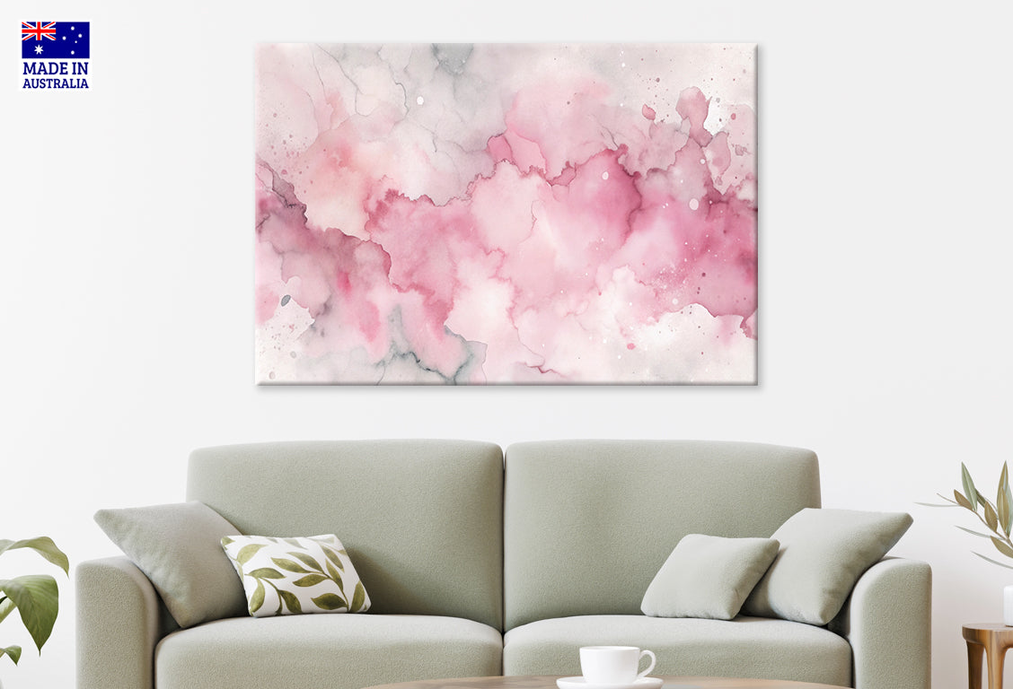 Watercolor Pink Neutral Splashes Abstract Wall Art Decor 100% Australian Made