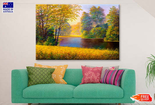 Beautiful Summer Forest With River Oil Painting Limited Edition High Quality Print