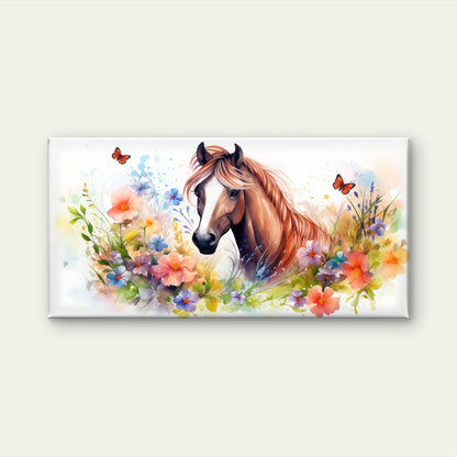 Horse Watercolor Butterfly Wall Art Canvas Office Home Room Framed 120x60cm