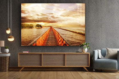 Wooden Path on Sea UV Direct Aluminum Print Australian Made Quality