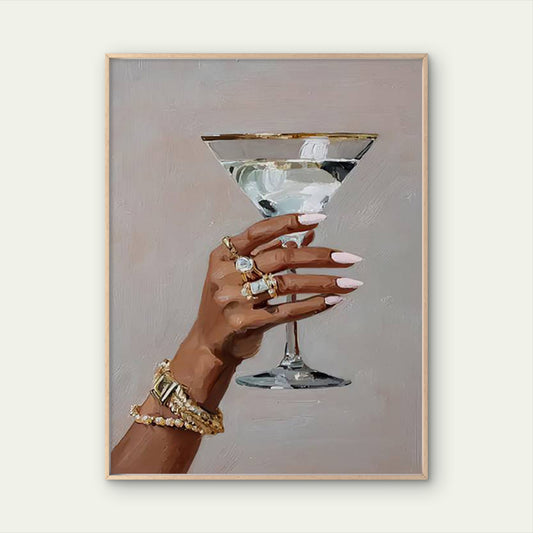 Woman Holding Martini Glass and Champagne Fashion Home Decor Premium Quality Poster Print Choose Your Sizes