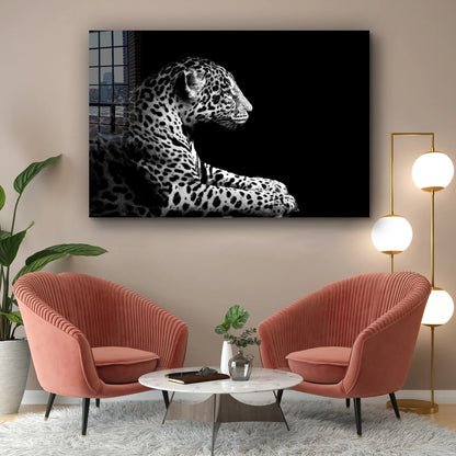 Leopard B&W View UV Direct Aluminum Print Australian Made Quality