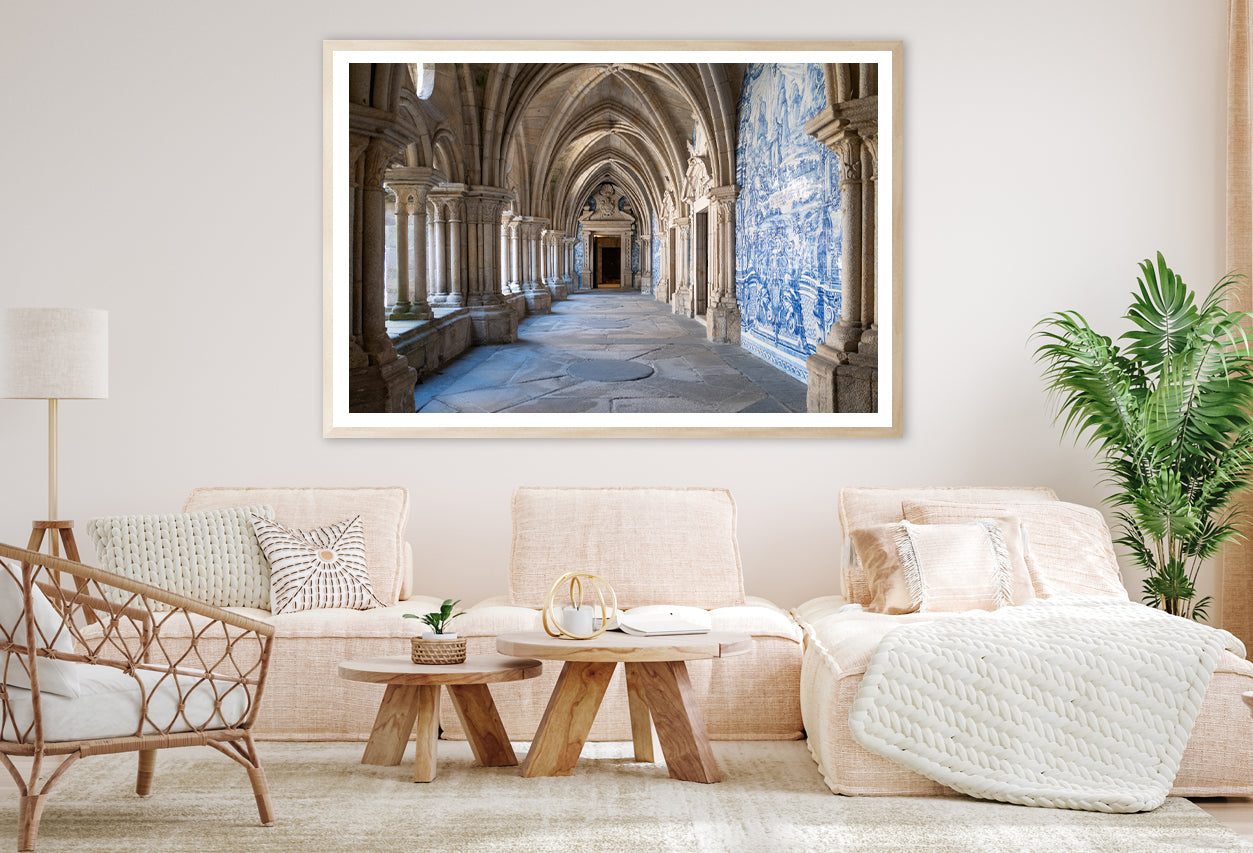 A Large Stone Hallway with Columns Architecture Home Decor Premium Quality Poster Print Choose Your Sizes