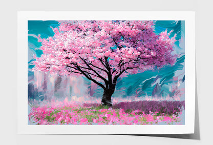 Pink Sakura Cherry Tree Painting Limited Edition High Quality Print Unframed Roll Canvas None