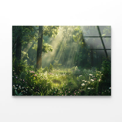 Sun Rays in the Forest Acrylic Glass Print Tempered Glass Wall Art 100% Made in Australia Ready to Hang