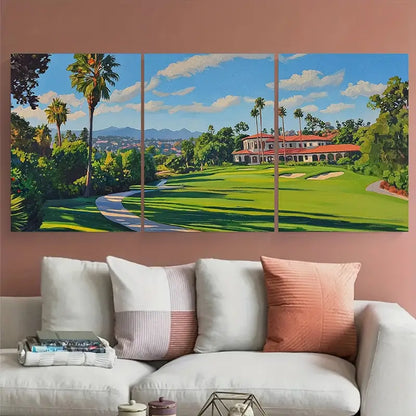 3pcs Riviera Country Club Golf Course Metal Print Ready to Hang Art