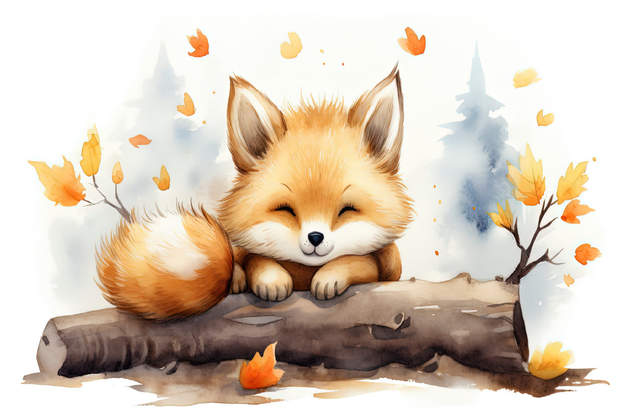 Baby Red Fox in Autumn Garden Home Decor Premium Quality Poster Print Choose Your Sizes