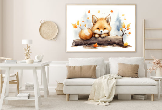 Baby Red Fox in Autumn Garden Home Decor Premium Quality Poster Print Choose Your Sizes