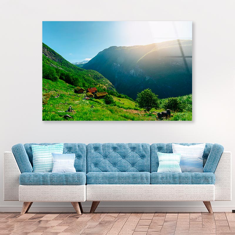 Fjord & Mountains Acrylic Glass Print Tempered Glass Wall Art 100% Made in Australia Ready to Hang