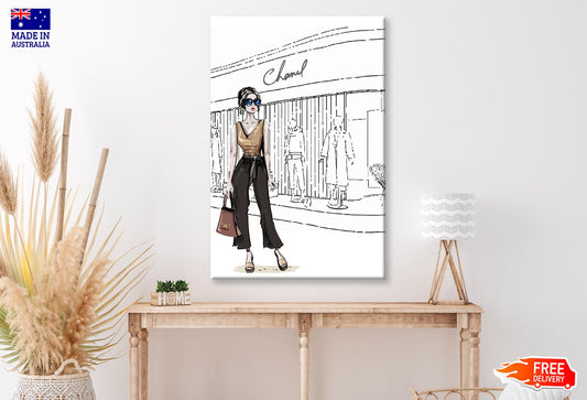 Stylish Girl with Fashion Store Wall Art Limited Edition High Quality Print