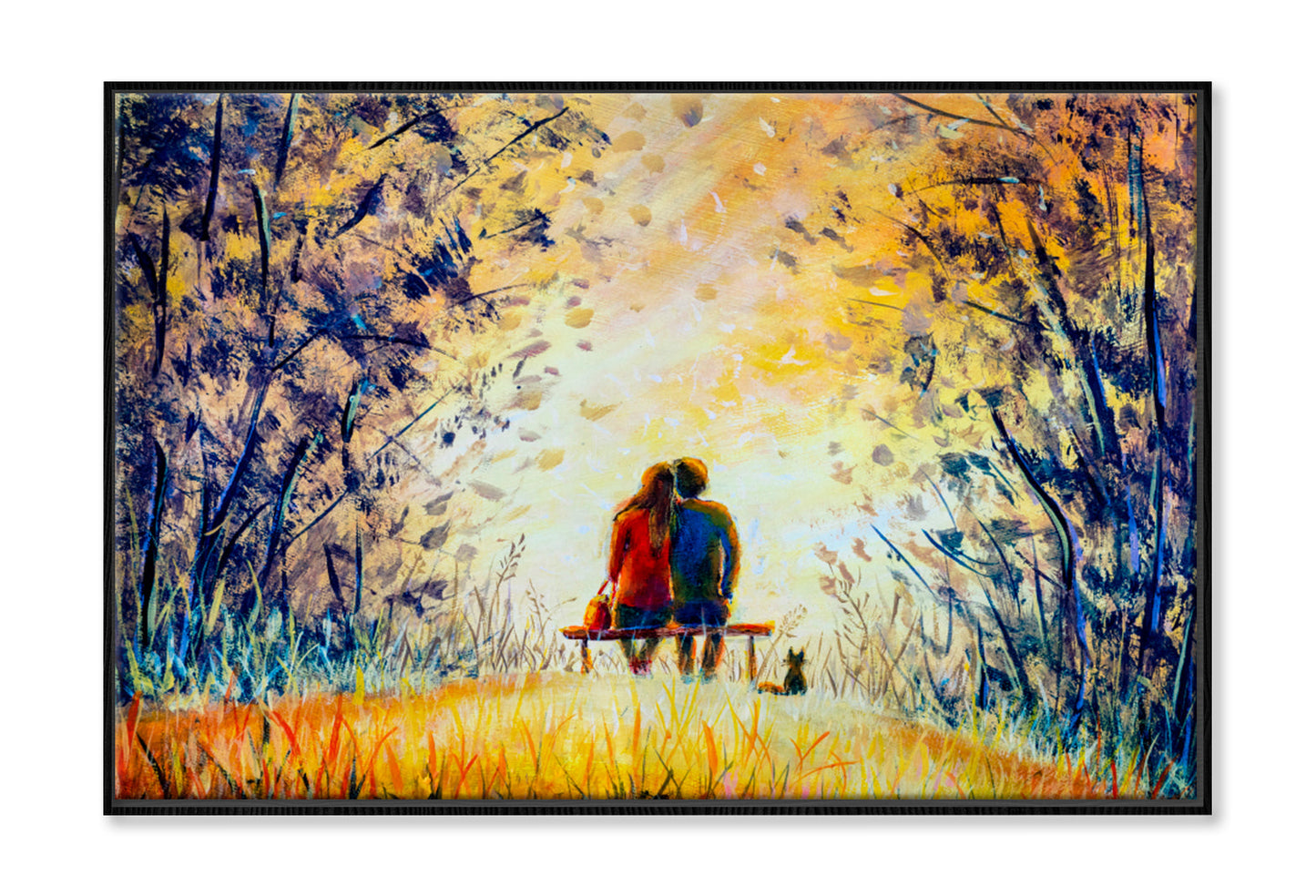 Copy of A Loving Couple & Cat Oil Painting Wall Art Limited Edition High Quality Print Canvas Box Framed Black