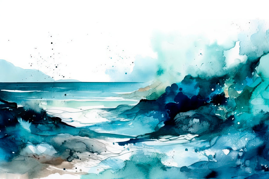 Serene Ocean Paint In Watercolor Print 100% Australian Made