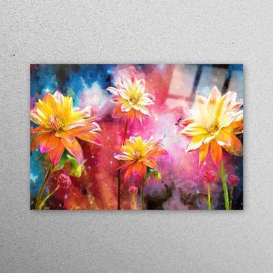 Yellow Flower Painting Acrylic Glass Print Tempered Glass Wall Art 100% Made in Australia Ready to Hang