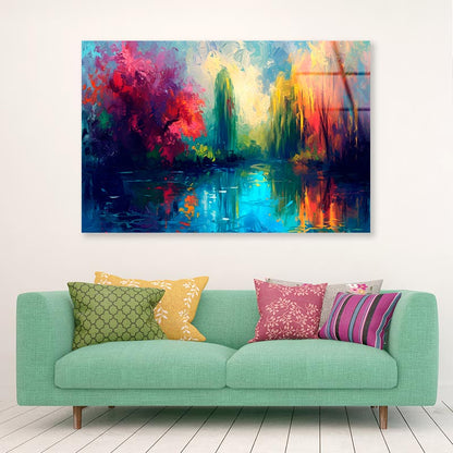 Colorful Abstract Oil Painting  Acrylic Glass Print Tempered Glass Wall Art 100% Made in Australia Ready to Hang