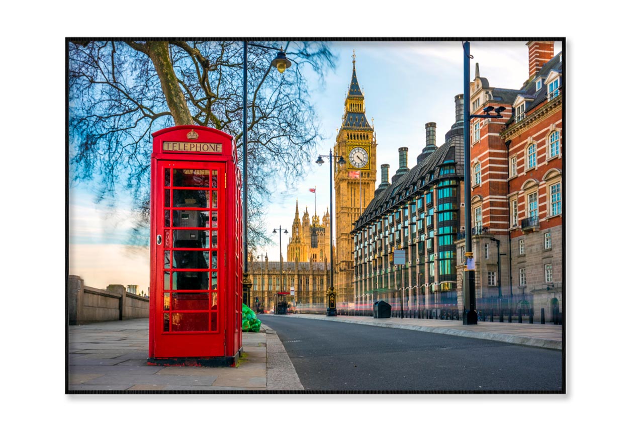 Red Telephone Box with The Big Ben Home Decor Premium Quality Poster Print Choose Your Sizes