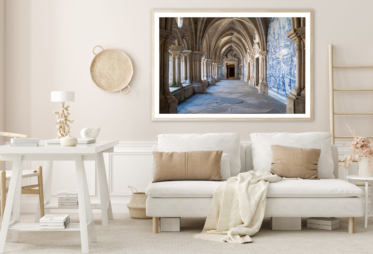 A Large Stone Hallway with Columns Architecture Home Decor Premium Quality Poster Print Choose Your Sizes