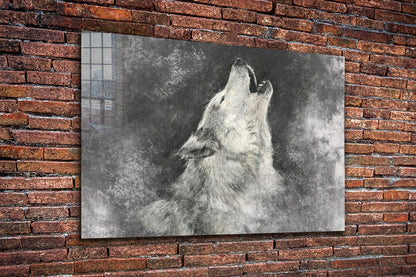 Wolf Howling Painting UV Direct Aluminum Print Australian Made Quality