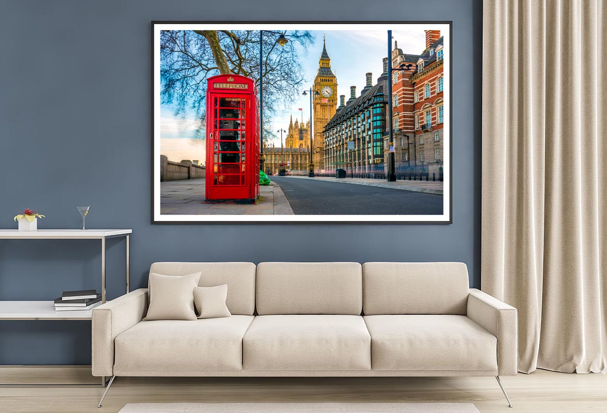 Red Telephone Box with The Big Ben Home Decor Premium Quality Poster Print Choose Your Sizes