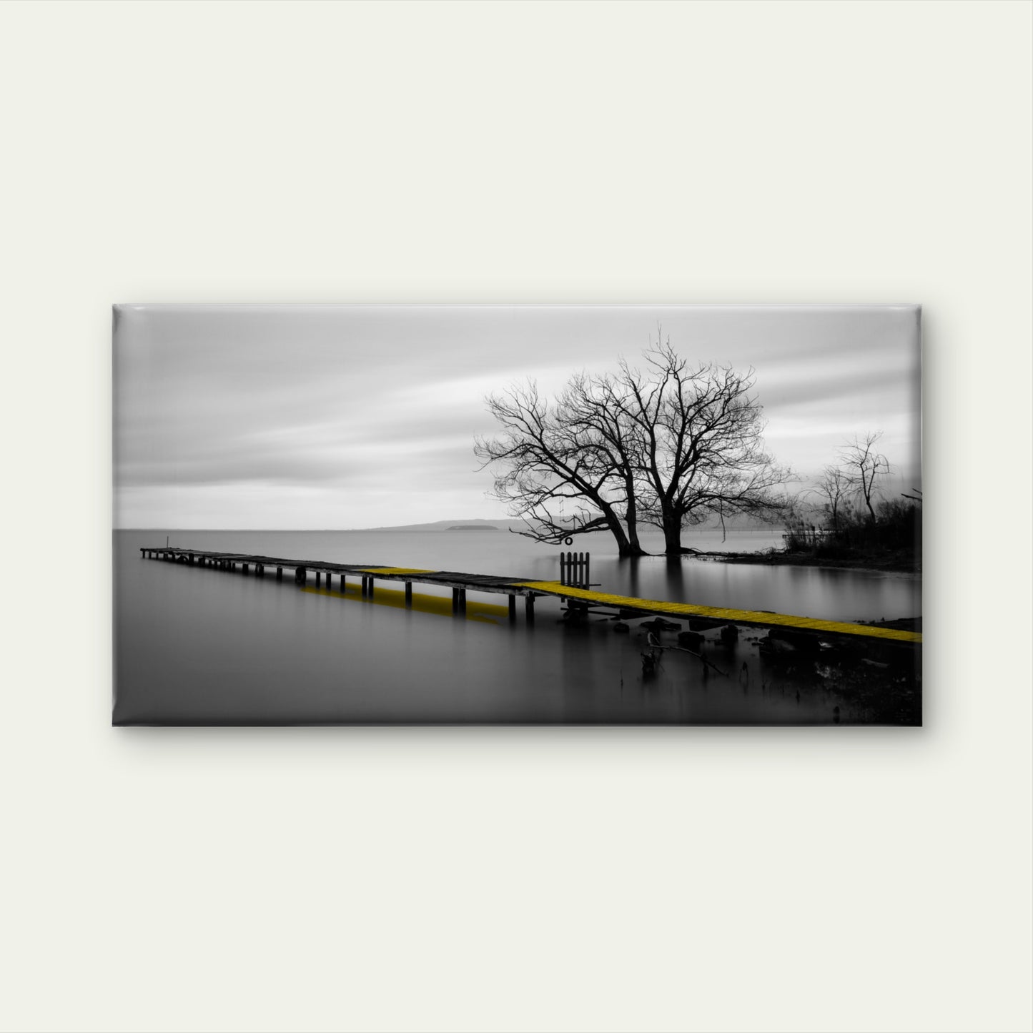 Panoramic Canvas Wooden Pier B&W View High Quality 100% Australian Made Wall Canvas Print Ready to Hang