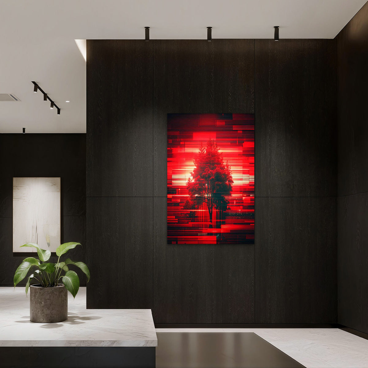 Red Glitch Light Background 40x60cm Metal Print Ready to Hang
