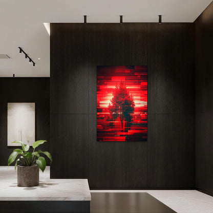 Red Glitch Light Background 40x60cm Metal Print Ready to Hang