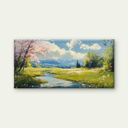 Spring Meadow Wall Art Canvas Office Home Room Framed 120x60cm