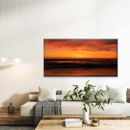 Vibrant Sunset Scene by The Sea Wall Art Canvas Office Home Room Framed 120x60cm