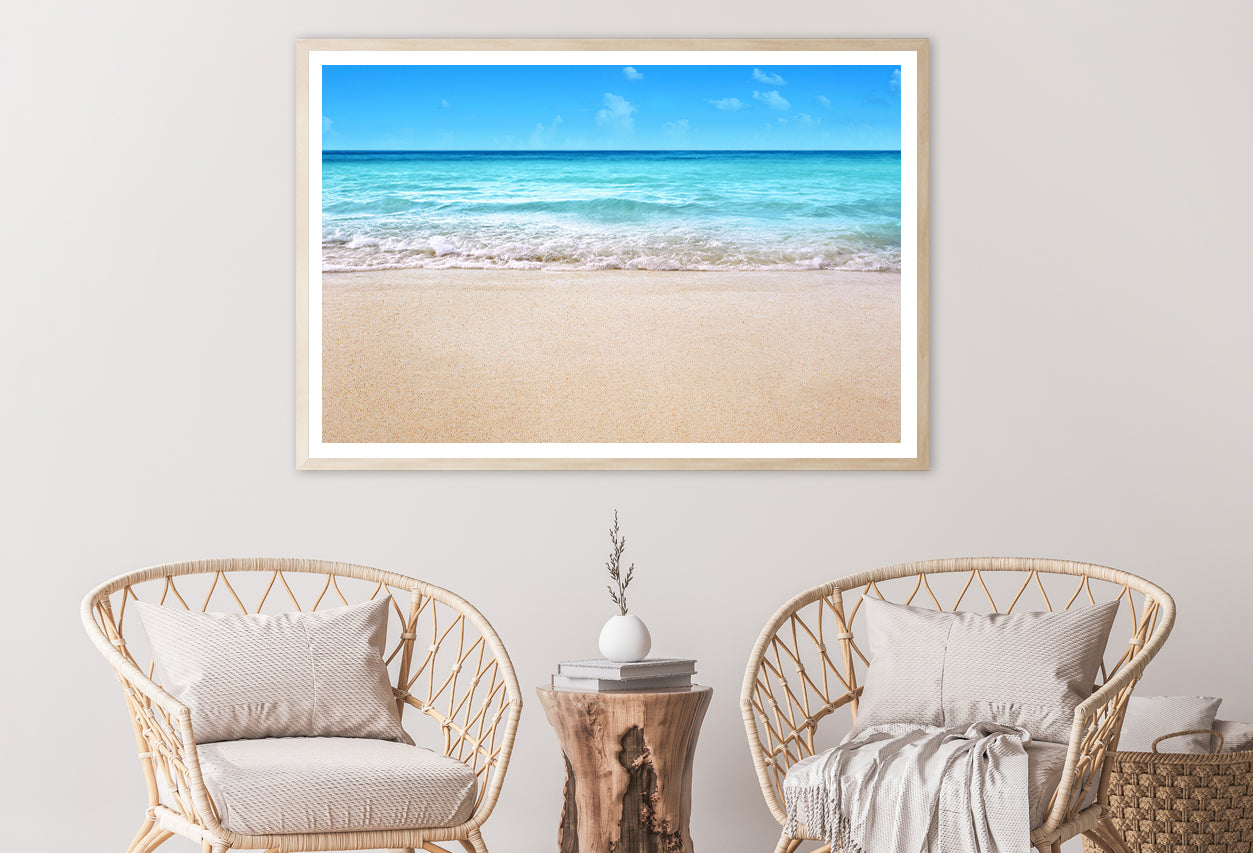 A Sandy Beach with Waves Crashing On It Home Decor Premium Quality Poster Print Choose Your Sizes