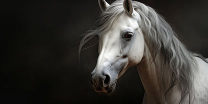 Realistic White Horse Head Wall Art Canvas Office Home Room Framed 120x60cm