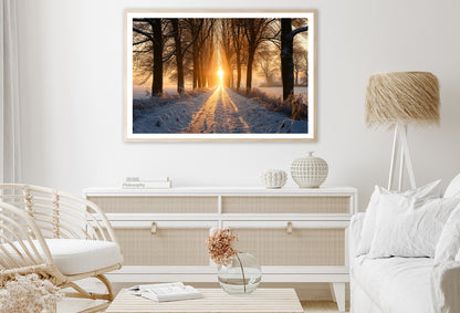 Winter with Tree Alley at Sunset Home Decor Premium Quality Poster Print Choose Your Sizes