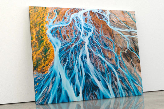 Glacial Rivers from Above  Acrylic Glass Print Tempered Glass Wall Art 100% Made in Australia Ready to Hang