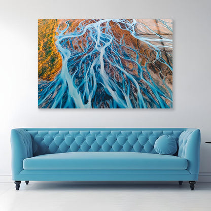 Glacial Rivers from Above  Acrylic Glass Print Tempered Glass Wall Art 100% Made in Australia Ready to Hang