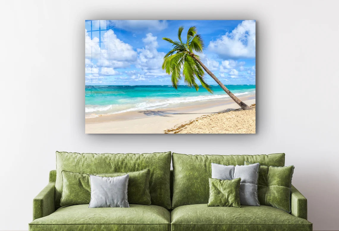 Palm Tropical Beach UV Direct Aluminum Print Australian Made Quality