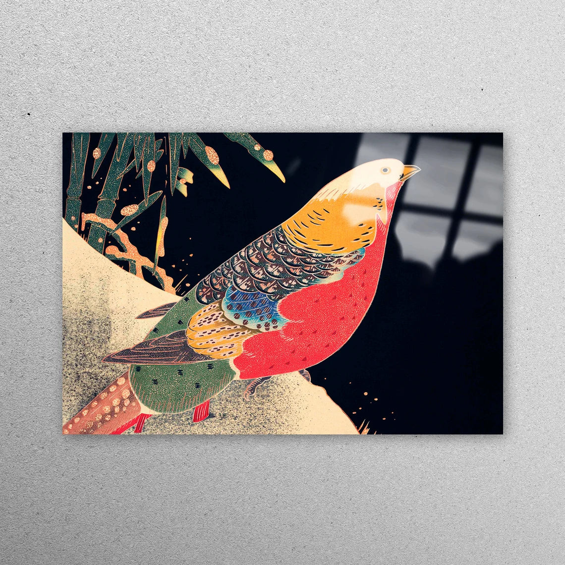 Japanese Art Bird Acrylic Glass Print Tempered Glass Wall Art 100% Made in Australia Ready to Hang