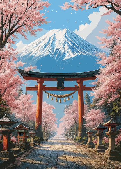 Mount Fuji Torii Gate Shinto 60x90cm Metal Print Ready to Hang