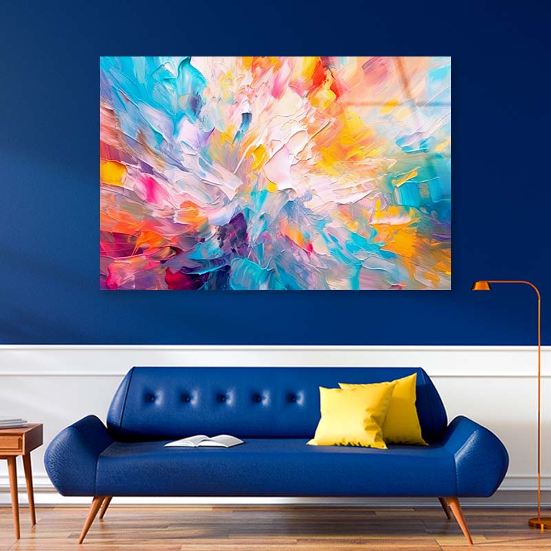 Multicolor Oil Paint Abstract Acrylic Glass Print Tempered Glass Wall Art 100% Made in Australia Ready to Hang