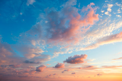 Beautiful Colored Cloudy Evening Sky With Clouds at Sunset Acrylic Glass Print Tempered Glass Wall Art 100% Made in Australia Ready to Hang