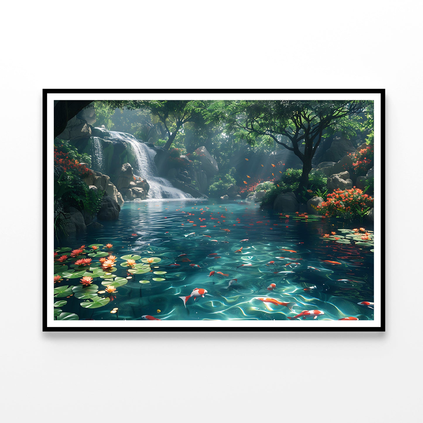 Waterfall in the Garden View Home Decor Premium Quality Poster Print Choose Your Sizes