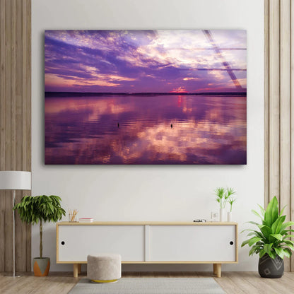 Pink Sunset Sky Lake UV Direct Aluminum Print Australian Made Quality