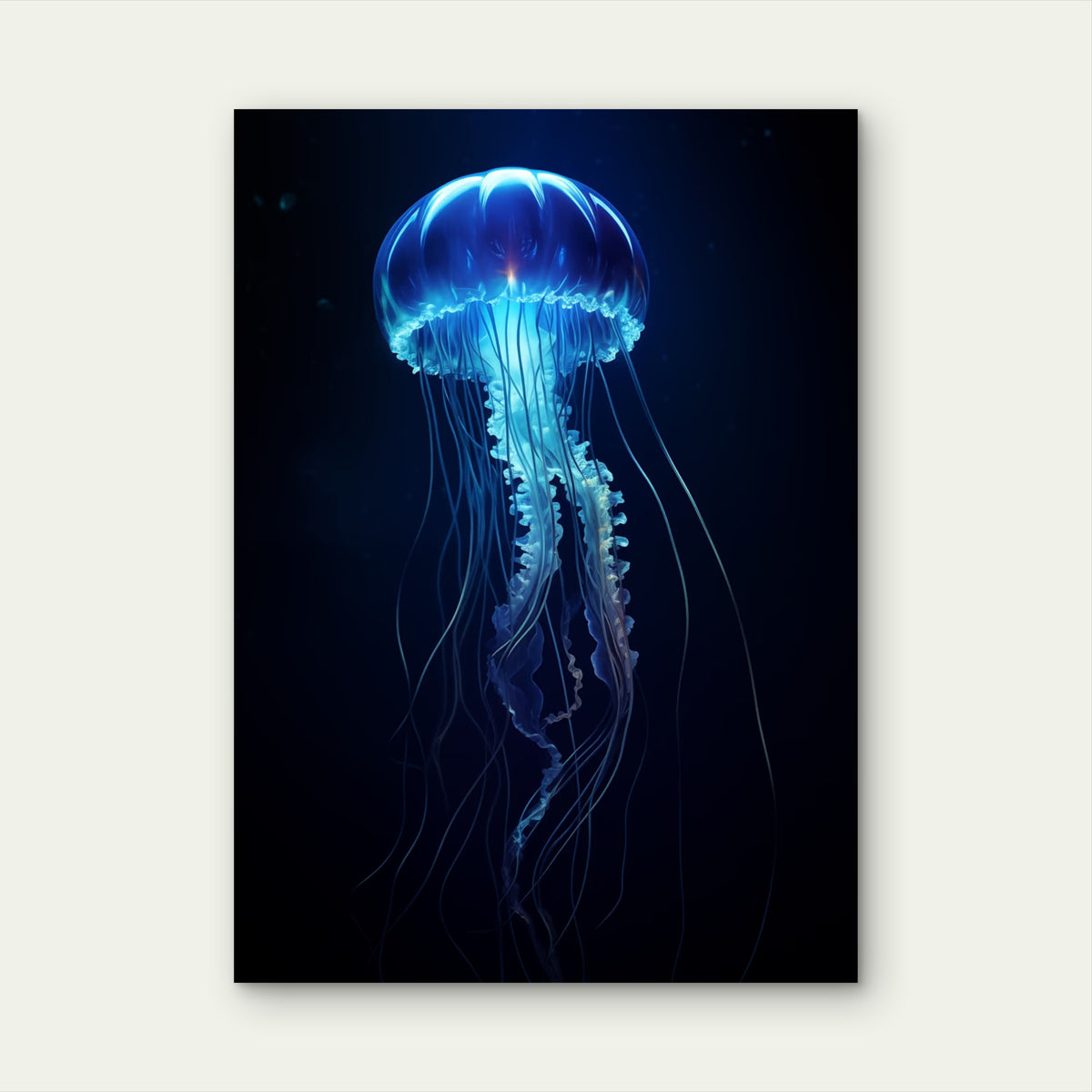 Electric Blue Jellyfish 40x60cm Metal Print Ready to Hang
