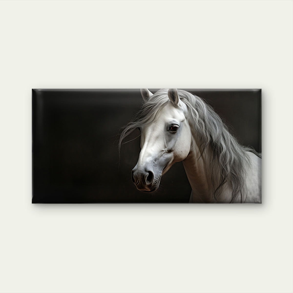Realistic White Horse Head Wall Art Canvas Office Home Room Framed 120x60cm