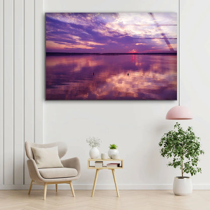 Pink Sunset Sky Lake UV Direct Aluminum Print Australian Made Quality