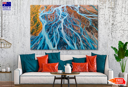 Glacial Rivers from Above Aerial Wall Art Decor 100% Australian Made