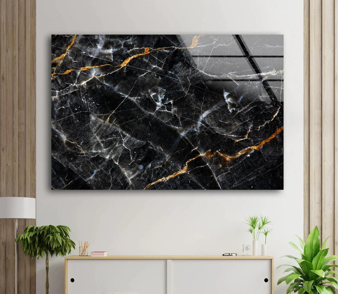 Black Silver Marble UV Direct Aluminum Print Australian Made Quality