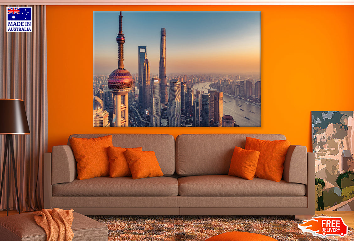 Shanghai Skyline Print 100% Australian Made